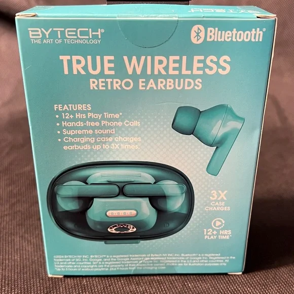 Bytech True Wireless Retro Earbuds - Teal - Picture 2 of 9